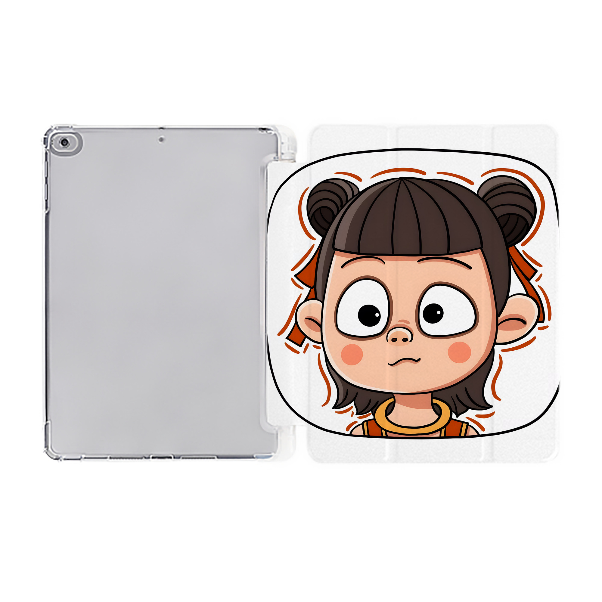 （画像用） Ne Zha 2 ナタ 魔童の大暴れ IPad ケース ペン収納付き 三つ折りスタンド PUレザー×シリコン 対応機種9.5/10.5/10.9インチ